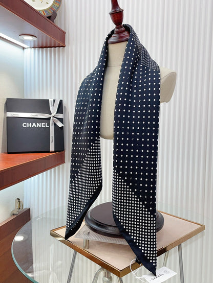 CC Square Scarf 90 CM In Black White Polka Dot Silk Twill 166291