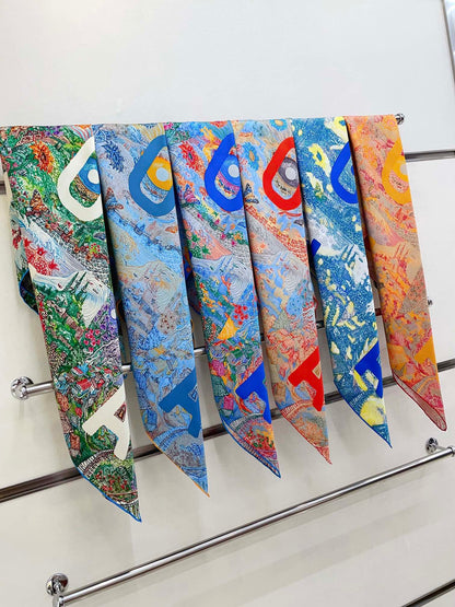 Eleftheria Scarf 90 CM In Colorful Silk Twill  193835