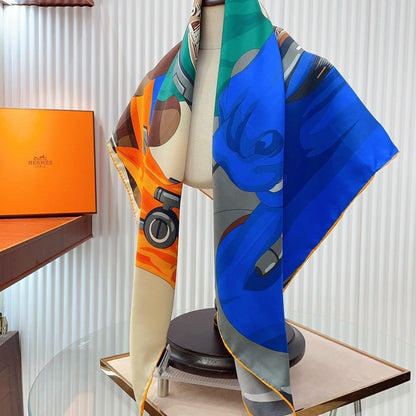 Horse Reality Scarf 90 CM In Colorful Silk Twill 279119