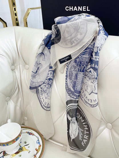 CC Square Scarf 110 CM In Colorful Shunyu Qiao Silk  190026