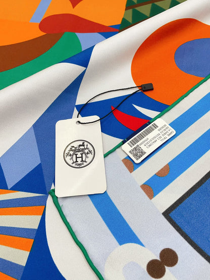 Parade en Fanfare Scarf 90 CM In Colorful Silk Twill 193838