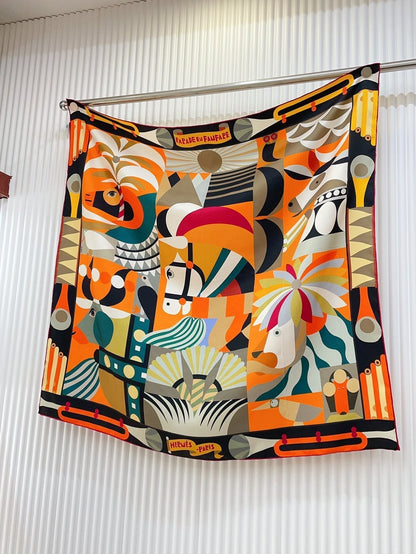 Parade en Fanfare Scarf 90 CM In Colorful Silk Twill 193839
