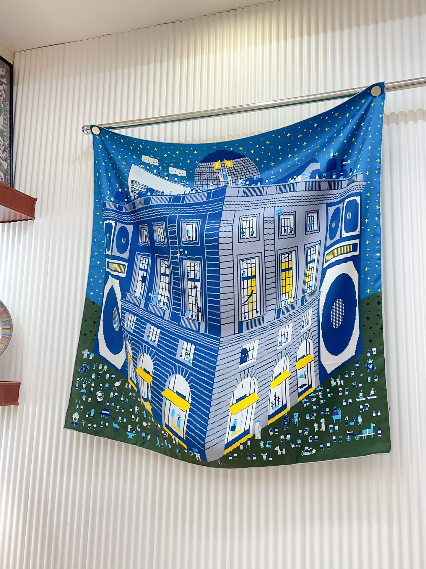 Faubourg Party Scarf 90 CM In Blue Colorful Silk Twill  198582