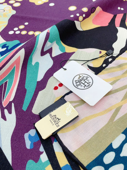 En Liberte ! Scarf 140 CM In Colorful Cashmere And Silk 198587