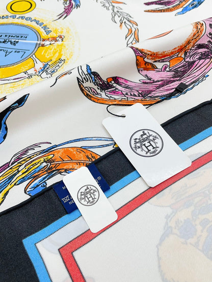 Les Anamorphoses Scarf 90 CM In Colorful Silk Twill 199755