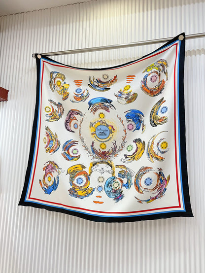 Les Anamorphoses Scarf 90 CM In Colorful Silk Twill 199755