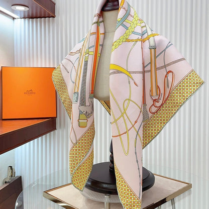 Fouets Et Badines Scarf 90 CM In Light Pink Colorful Silk 208583