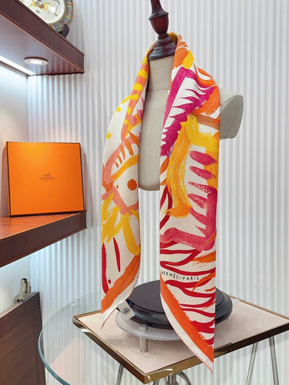 Le Cavalier A La Trompette Scarf 90 CM In Colorful Silk 208589