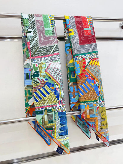 Pantin City scarf 90 CM In Colorful Silk Twill  211113