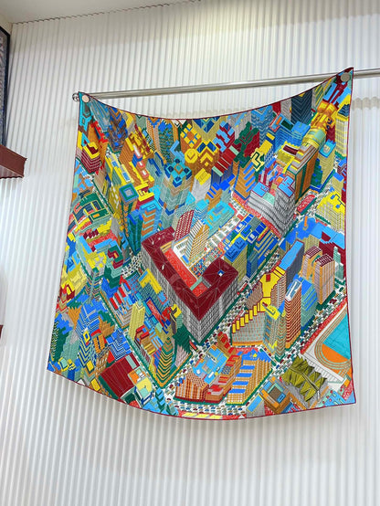Pantin City scarf 90 CM In Colorful Silk Twill  211114