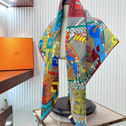 Pantin City scarf 90 CM In Colorful Silk Twill  211114