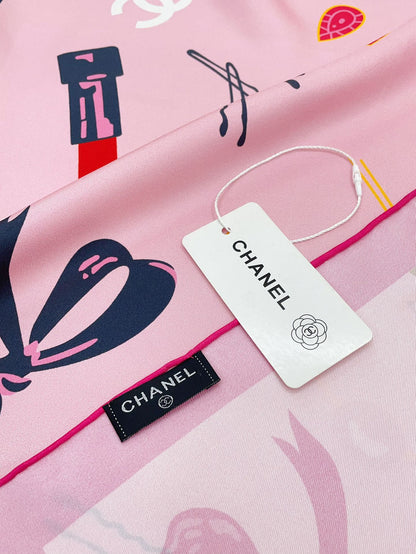 CC Square Scarf 90 CM In Pink Colorful Silk Twill 213689