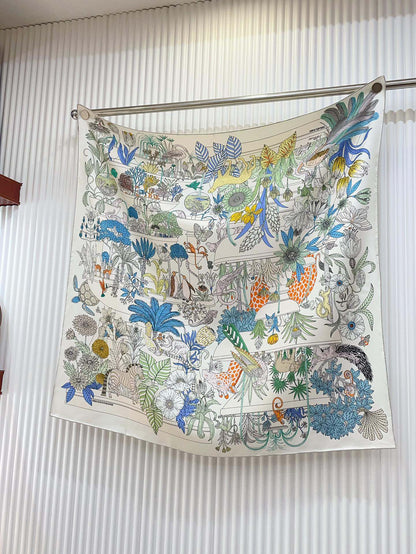 Precious Paradise Scarf 90 CM In Colorful Silk Twill  234592