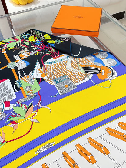 En Studio Scarf 90 CM In Colorful Silk Twill  235407