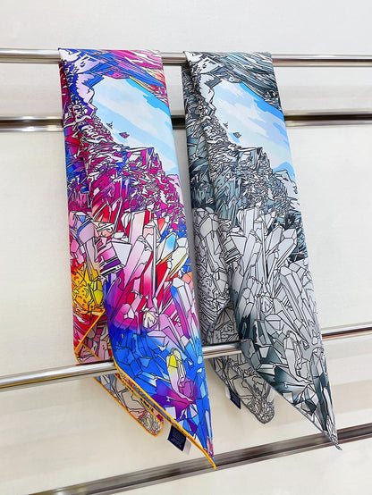 La Vallee De Cristal Scarf 90 CM Colorful Silk Twill  235413