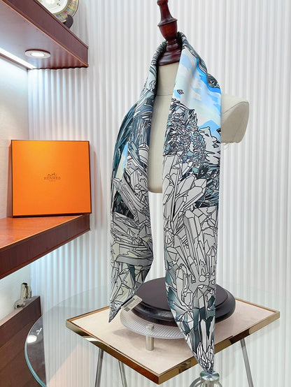 La Vallee De Cristal Scarf 90 CM Colorful Silk Twill  235413