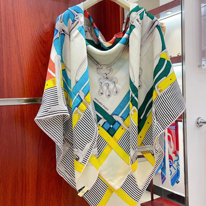 Mors a Jouets Chemise Shawl 140 CM In Colorful Silk And Cashmere 239531