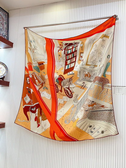 Mystere Au 24 Scarf 135 CM In Colorful Cashmere And Silk 247638