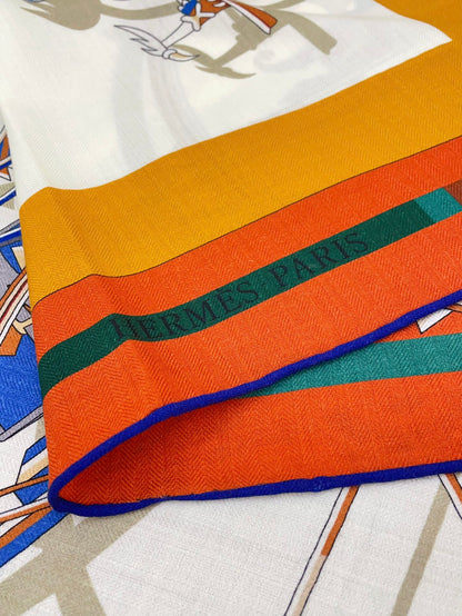 Voitures En Equilibre Scarf 140 CM In Colorful Cashmere And Silk 265385