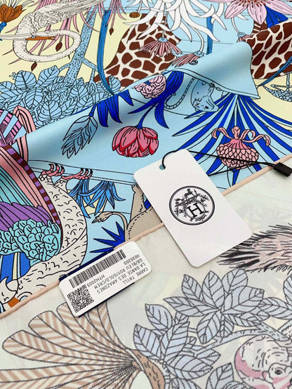 Precious Paradise Scarf 90 CM In Light Blue Colorful Silk Twill 294487