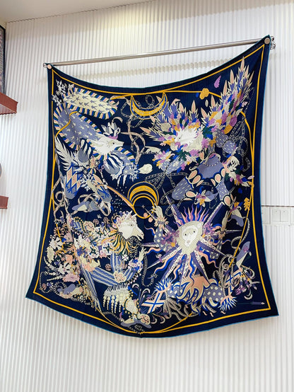 Le Sacre Des Saisons Scarf 140 CM In Colorful Cashmere And Silk 300432