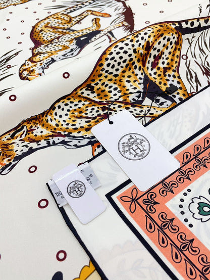Guepards Bandana Double Face Scarf 90 CM In Colorful Silk 301847