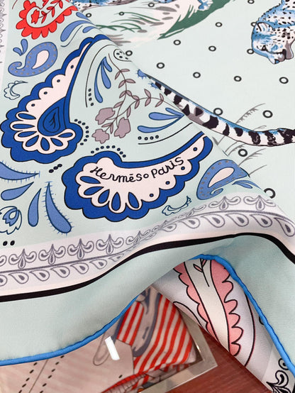 Guepards Bandana Double Face Scarf 90 CM In Colorful Silk 301848