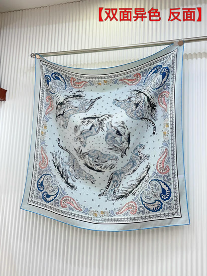 Guepards Bandana Double Face Scarf 90 CM In Colorful Silk 301848