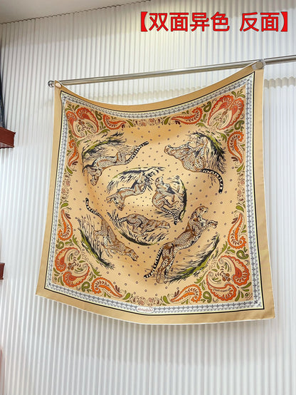 Guepards Bandana Double Face Scarf 90 CM In Colorful Silk 301849