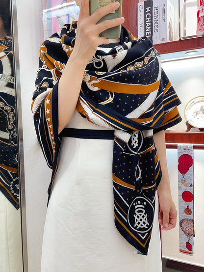 La Promenade Du Matin Bandana Shawl 140 CM In Colorful Cashmere And Silk 303144
