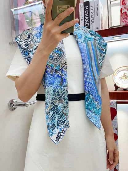 Les Folies Du Faubourg Scarf 90 CM In Colorful Silk Twill 304377
