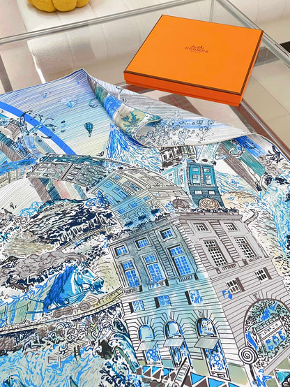 Les Folies Du Faubourg Scarf 90 CM In Colorful Silk Twill 304377