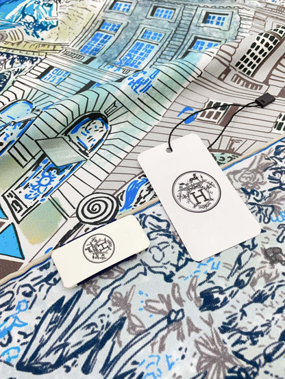 Les Folies Du Faubourg Scarf 90 CM In Colorful Silk Twill 304377