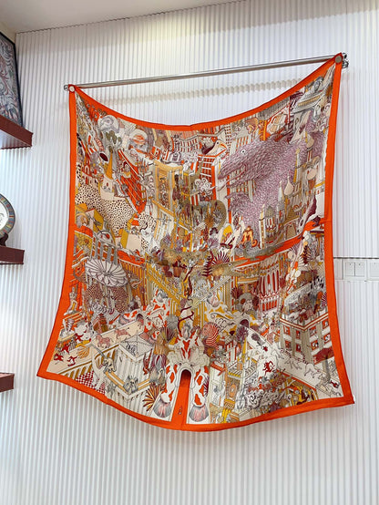 Animapolis Scarf Limited Edition 140 CM In Colorful Cashmere And Silk 306571