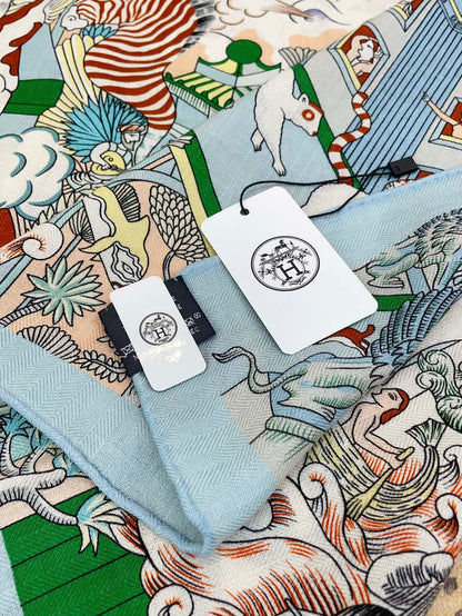 Animapolis Scarf Limited Edition 140 CM In Colorful Cashmere And Silk 306572