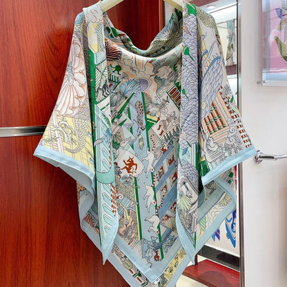 Animapolis Scarf Limited Edition 140 CM In Colorful Cashmere And Silk 306572