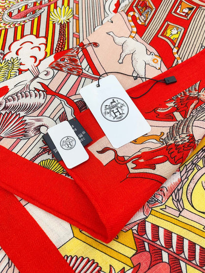 Animapolis Scarf Limited Edition 140 CM In Colorful Cashmere And Silk 306573