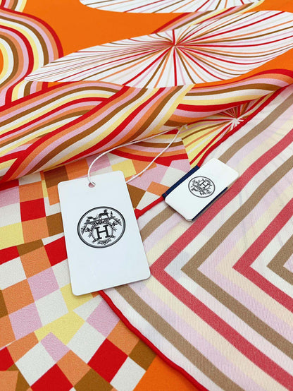 Flores Del Este Scarf 90 CM Orange Colorful Silk Twill 310312
