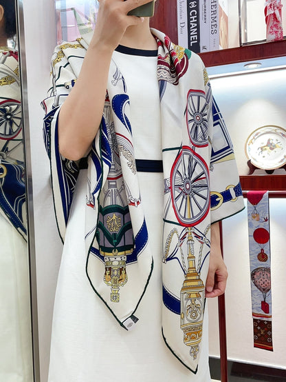 Stately Wheels Scarf 135 CM Colorful Cashmere And Silk 327469