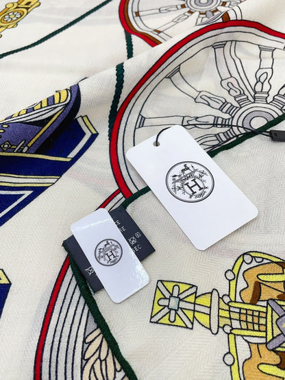 Stately Wheels Scarf 135 CM Colorful Cashmere And Silk 327469