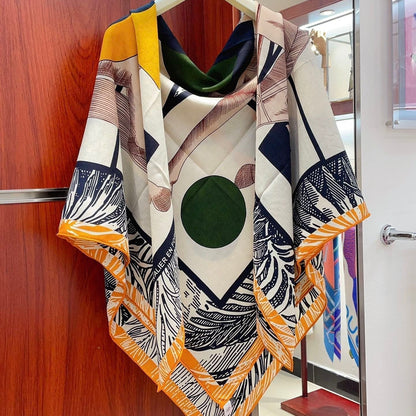 Cavalier en Formes shawl 140 CM In Black Colorful Cashmere And Silk 331716