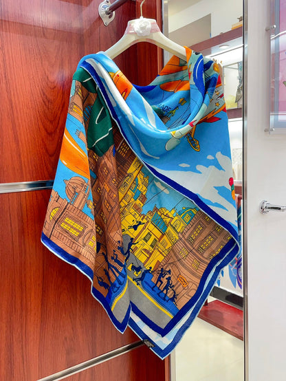 Parade Scarf 140 CM In Colorful Cashmere And Silk  340182