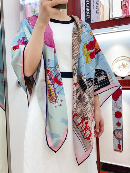 Parade Scarf 140 CM In Colorful Cashmere And Silk 340183