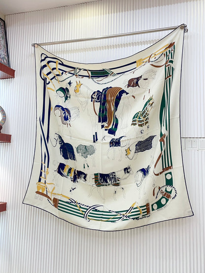 Ronds De Marche Scarf 135 CM Colorful Cashmere And Silk 341401