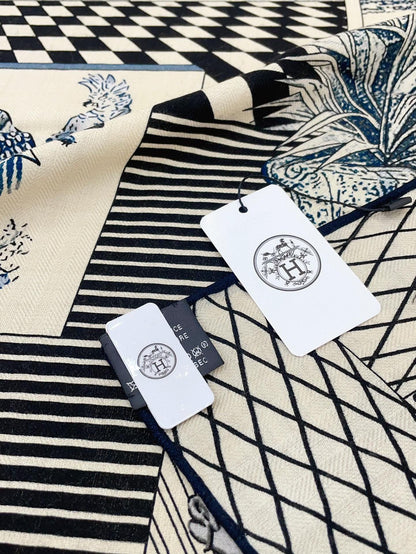 Grand Theatre Nouveau Scarf 135 CM In Black Colorful Cashmere And Silk 362249