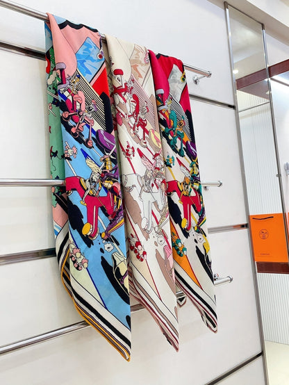 Locomotion shawl 140 CM In Light Turquoise Colorful Cashmere And Silk 378463