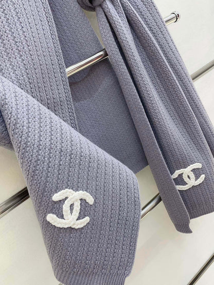 CC Scarf 180 CM In Grey Purple Wool 378472