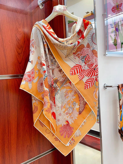 PRECIOUS PARADISE SCARF 135 CM IN COLORFUL CASHMERE AND SILK 379789