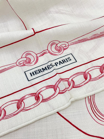 Effet Kaleidoscope Shawl 135 CM In White Mix Red Cashmere And Silk 382606