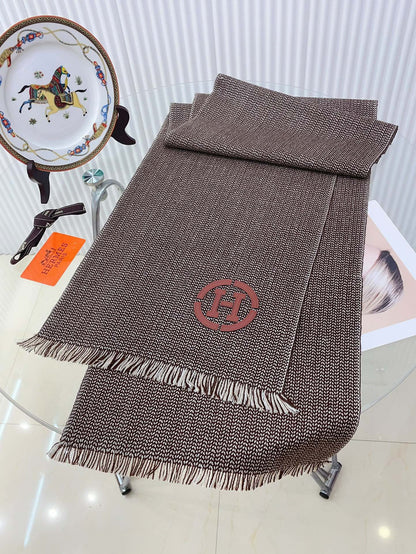GRANITE MUFFLER 180 CM SCARF IN CARAMEL BROWN CASHMERE